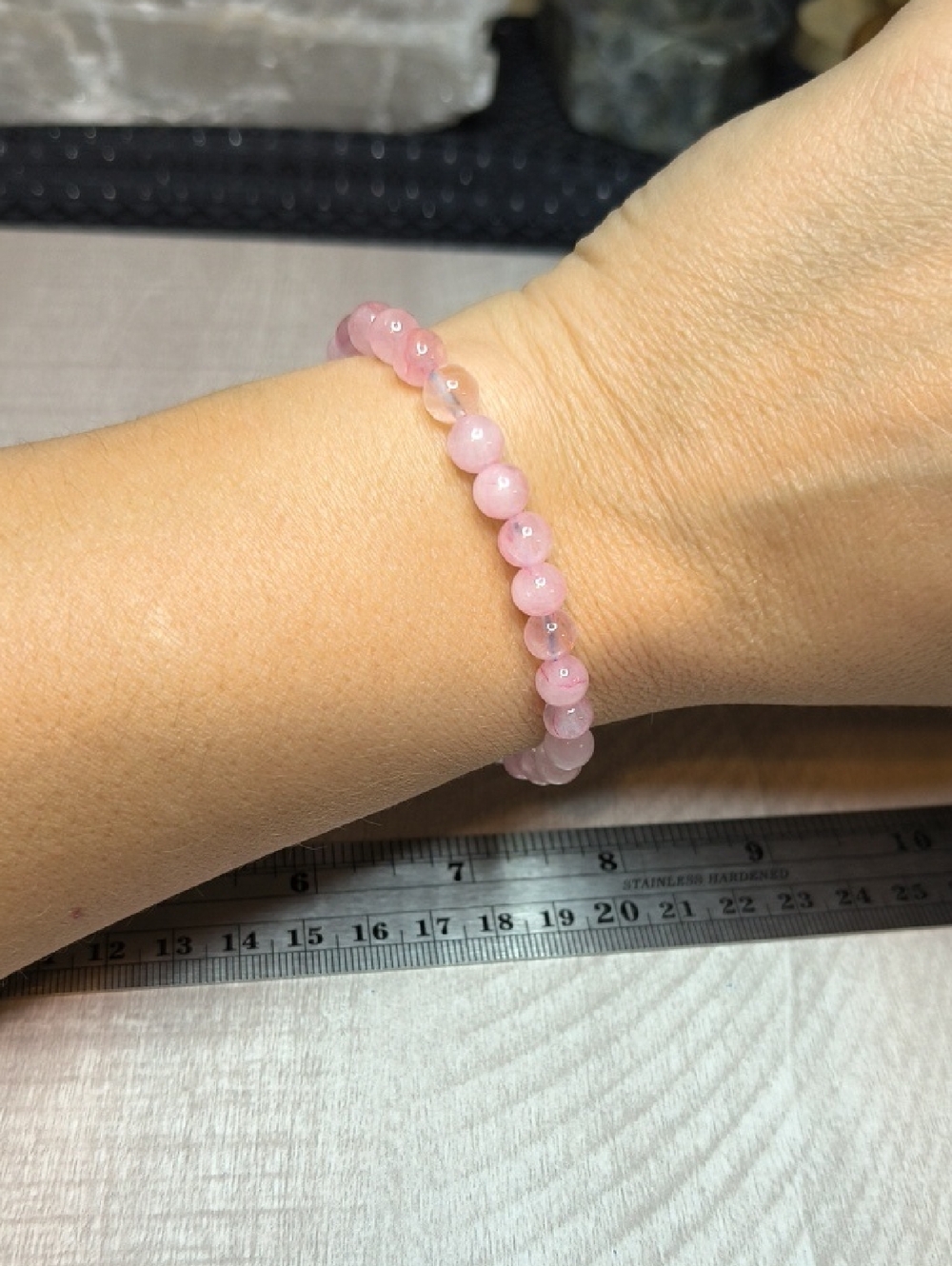 6mm Enhanced Rose Quartz With Golden Healer Round Beads - 8" Strand #5 - Picture 3 of 4